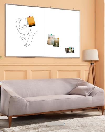 60"X 48" Large Magnetic Dry Erase Whiteboard, Wall Hanging Board with 4 Pens & 1 Dry Erasers & 6 Magnets, Sliver Aluminum Frame White - color: White, size: 60"W x 48"H