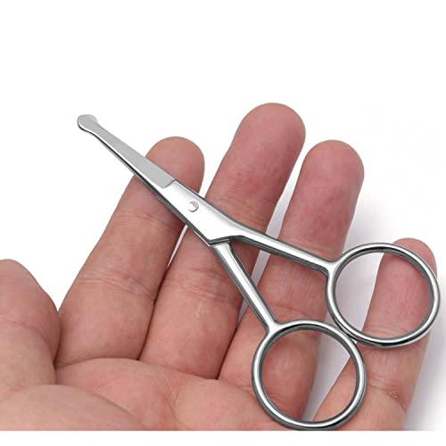 Premium Manicure Rounded Tip Scissors Multi-purpose Stainless Steel Cuticle Pedicure Beauty Grooming Shears for Nail, Eyebrow, Eyelash, Dry Skin, Nose Hair (Silver 4 Inch)