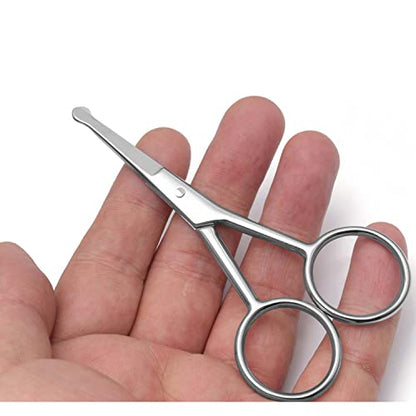Premium Manicure Rounded Tip Scissors Multi-purpose Stainless Steel Cuticle Pedicure Beauty Grooming Shears for Nail, Eyebrow, Eyelash, Dry Skin, Nose Hair (Silver 4 Inch)