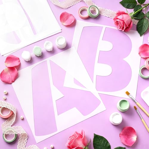 SATINIOR 36 Pieces Large Letter Stencils Number Reusable Alphabet Stencils Numbers Templates Craft for Wood Wall Fabric Signage Chalkboard Painting DIY Projects (Cute,19 Inch) - size: 19 Inch, style: Cute