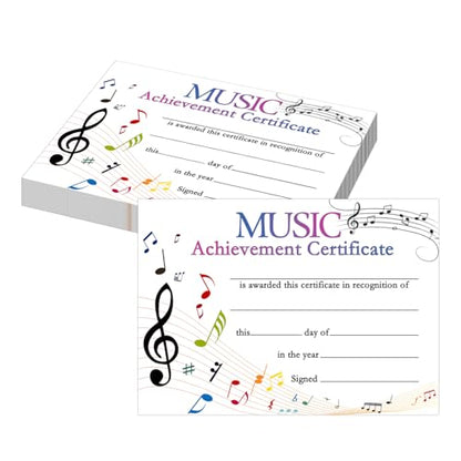 Besttile 30 Pcs Music Achievement Certificate Awards 11 x 8 Inch Certificate of Achievement Recognition Winner Certificate for School Students