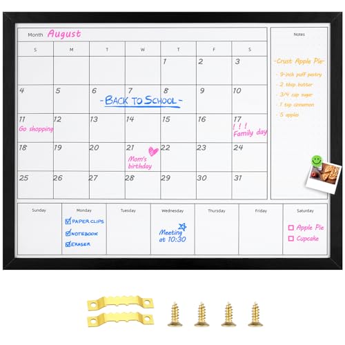 3-in-1 Dry Erase Calendar for Wall, 31.5x23.6 inches Magnetic Surface Monthly & Weekly Planner Whiteboard, Dry Erase Board with Black Wood Frame, Hanging White Board Calendar(YL+ZL-BK,6080) - color: Black, size: 31.5"W x 23.6"H