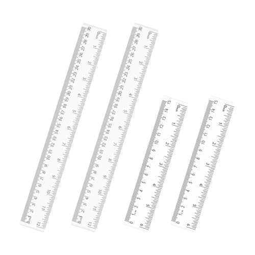 4 Pack Clear Plastic Straight Rulers, Clear Ruler Bulk, Transparent Ruler with Centimeters and Inches, for Class, Office (6 inch+12 inch) - size: 6 inch+12 inch