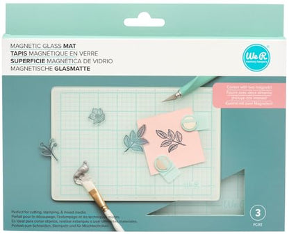 We R Memory Keepers Magnetic Glass Crafting Mat 9x6 - Heavy Duty, Perfect for Cutting, Paint Mixing, Scrapbooking, Crafts, and More - color: Clear