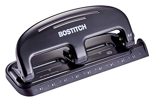 Bostitch Office EZ Squeeze 20 Sheet Standard 3 Hole Punch, Metal Construction, Silver/Black (HP20) - color: Black