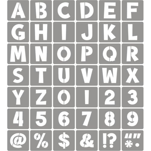 2 Inch Letter Stencils for Painting - 42 Pack Alphabet Letter and Number Stencil Templates with Signs for Painting, Reusable Letters Numbers Stencils for Chalkboard Wood Crafts & Wall Decor - size: 2 Inch