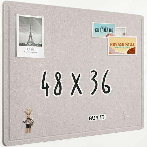 AKTOP Cork Bulletin Board 36" x 48", Large Foldable Felt Notice Pin Board for Wall, Decorative CorkBoard Photo Display Board with Self-Adhesive Tape for Office, School & Home, 25 Pushpins, Latte - color: Latte, size: 48" x 36"