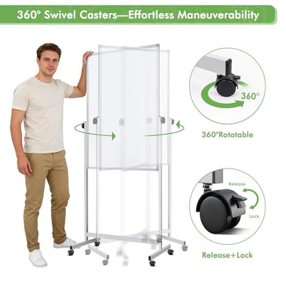 Rolling Whiteboard on Wheels, 32x48 Inches Double-Sided Magnetic Dry Erase Board with Stand, Height Adjustable Mobile White Board Easel for Classroom Home Office - style: White