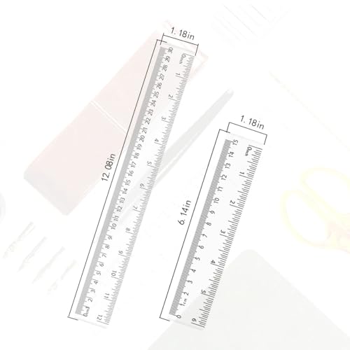 4 Pack Clear Plastic Straight Rulers, Clear Ruler Bulk, Transparent Ruler with Centimeters and Inches, for Class, Office (6 inch+12 inch) - size: 6 inch+12 inch