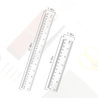 4 Pack Clear Plastic Straight Rulers, Clear Ruler Bulk, Transparent Ruler with Centimeters and Inches, for Class, Office (6 inch+12 inch) - size: 6 inch+12 inch