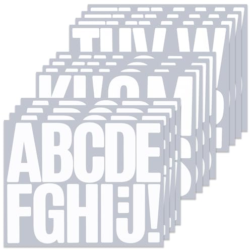 140 Large Alphabet Stickers, 12 Sheets 3 Inch Self-Adhesive Vinyl Letters Sticker Decals for Mailboxes, Doors, Trucks, Classroom Decor, Suitable for Indoor and Outdoor - White - color: White