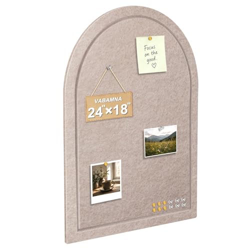 Arched Felt Bulletin Board, Sized 24" x 18" Cork Board Alternative Grooved Edge Foldable for Office & Wall, Customizable Adhesive Tiles with Pins Hooks for Photo Display School Home Office, Camel - color: Camel, size: 24" x 18"