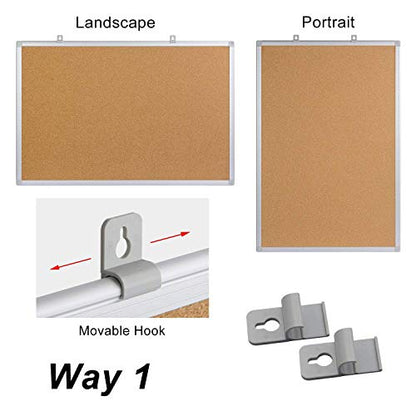 Bulletin Board 36 x 48, Silver Aluminium Framed 4x3 Large Wall Mounted Cork Office Notice Pin Board - size: 36" x 48"
