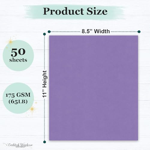 Cardstock Warehouse Pop-Tone Grape Jelly Purple Cardstock Paper – 50 Sheets, 8.5 x 11" - 65 lb / 175 GSM Premium Purple Card Stock for Die-cutting, Printing, Card Making & DIY Projects - color: Grape Jelly Purple