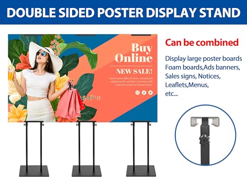 Pedestal Poster Sign Stand for Double Sided Display, Adjustable Poster Board Stand Height Up to 80", Heavy Duty Floor Standing Sign Holder for Board, Foam, Banner Display Stand, Black 1Pack - size: 1 Pack Poster Stand