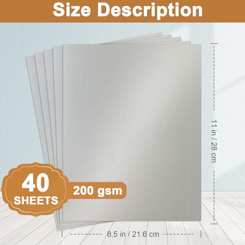 Silunkia 40 Sheets Silver Shimmer Cardstock 8.5 x 11 Metallic Paper, 75lb Thick Card Stock Cutting Paper for Greeting Cards, Card Making, Business Cards, Invitations, Scrapbooking - color: Silver, size: 40 Sheets