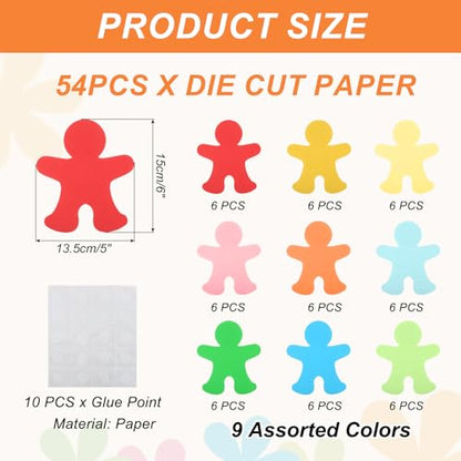 MECCANIXITY 54피스 사람 컷아웃, 사람 모양 장식 컷아웃 다이 컷 종이 장식 교실 DIY 공예 프로젝트 파티 용품 벽 장식 게시판 장식용 - style: 사람