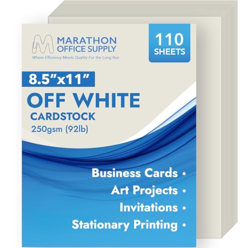 MOS Off-White Cardstock Paper 8.5 x 11 Inch (110 Sheets) — Heavyweight Cream Card Stock for Invitations, Menus, Certificates, Crafting, Business, Printer Compatible - color: Off White, size: 8.5" x 11"