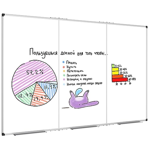 XBoard 118 x 48 Inch Magnetic Dry Erase Board, Oversized Foldable Whiteboard with Marker Tray 10' x 4' | Aluminum Frame - size: 118"W x 48"H