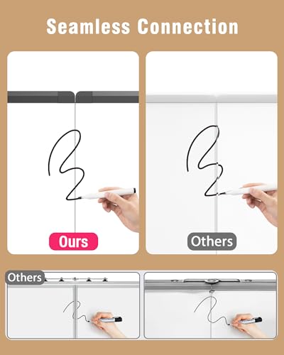 60"X 40" Large Magnetic Dry Erase Whiteboard, Wall Hanging Board with 8 Pens & 4 Dry Erasers & 30 Magnets, Sliver Aluminum Frame Black - color: Black, size: 60"W x 40"H