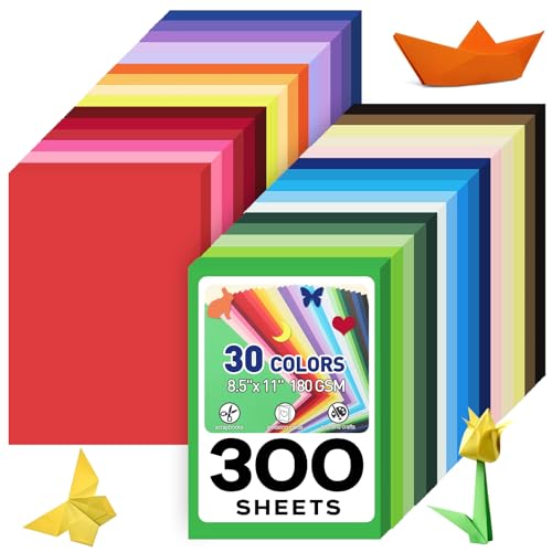 MAXECHO 8.5" X 11" Colored Cardstock Bulk 300 Assorted Sheets in 30 Colors Construction Paper Card Stock Printer Paper for DIY Crafts, Kids School Supplies, Cricut, 180 GSM - color: Multicolor, size: 8.5inch x 11inch, 300 Sheets
