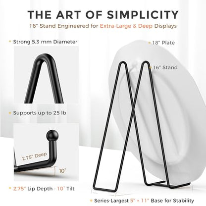 TR-LIFE 16 Inch Heavy Duty Plate Stand (2 Pack) - Metal Display Easel for Large Plates, Picture Frames, Signs, Posters, and Decorative Platters - size: 16 Inch