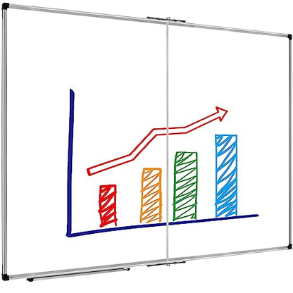 XBoard Magnetic Whiteboard 60 x 48 Inch, Dry Erase Board for Wall with Silver Aluminum Frame Foldable Presentation Board - size: 60"W x 48"H