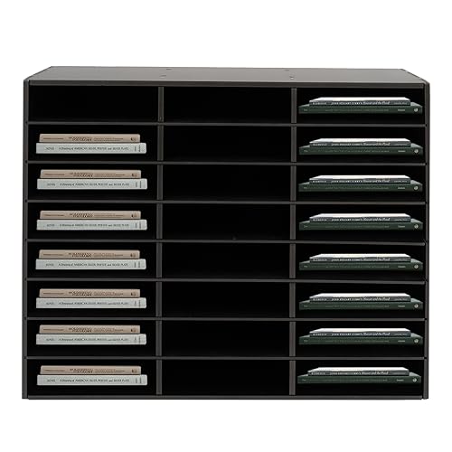Literature Organizer Sorter,Desktop File Sorter Mail Center Magazine Paper Storage PVC Board File Holder Mailbox Student Classroom Keepers for Home&Office (Black, 24 Slots) - color: Black, size: 24 Slots