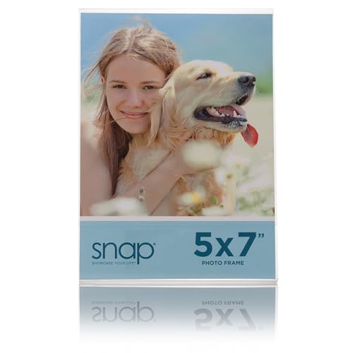 Snap 5x7 Clear Picture Frame 12 Pack: Frameless L-Shape Desktop Stand, Photo Frame and Sign Holder, Clear Acrylic Style Tabletop Display, 5 x 7 - size: 7" x 5"