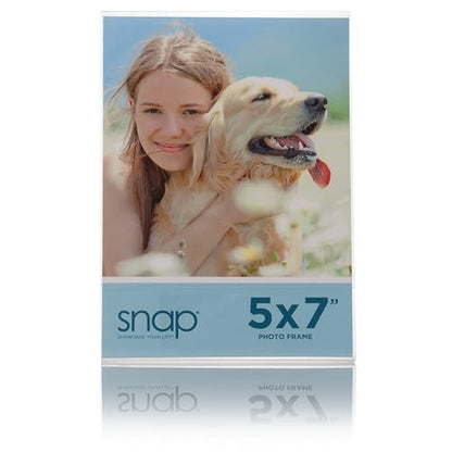 Snap 5x7 Clear Picture Frame 12 Pack: Frameless L-Shape Desktop Stand, Photo Frame and Sign Holder, Clear Acrylic Style Tabletop Display, 5 x 7 - size: 7" x 5"