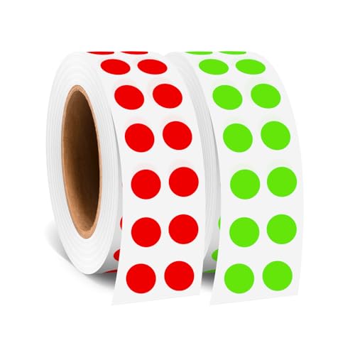 0.25 Inch Round Color Coding Labels - 2 Rolls, 2000 PCS, Small Circle Dot Stickers - Color Dots for Organization, Color Code Stickers for Classroom - color: Red Light Green, size: 2 Rolls-2000PCS