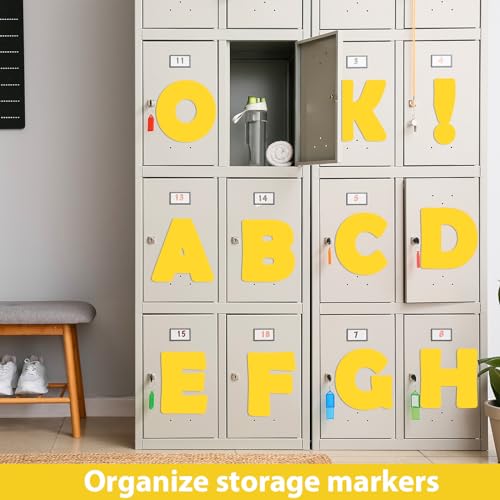 Qyeahkj 150 PCS Large 6" Font Bulletin Board Letters Pure Yellow Punctuation Cutouts Combo Set Letters Border Decoration for Classroom Alphabet Poster Wall Bulletin Board Display Home School Decor - style: Pure yellow