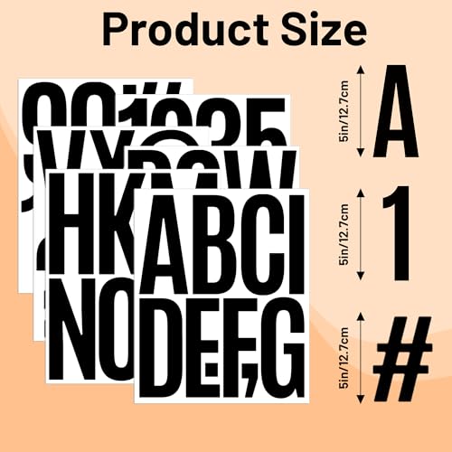 240 Pcs Letter Stickers Vinyl Mailbox Numbers and Letters, 24 Sheets Large Alphabet Number Stickers Self-Adhesive Waterproof Sticker Letters for Window Vehicle Bulletin Poster Board (Black, 5 Inch) - color: Black, size: 5 Inch