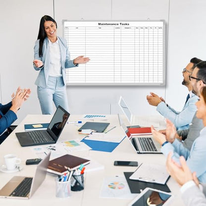 AmazingSpark Lined Whiteboard Blank Grid Aluminum Frame Dry Erase Board Reusable Wall Mounted Board for Scheduling, to Do Lists Weekly Planning Home Work (36 x 24 Inch,Horizontal Maintenance Tasks) - size: 25"W x 2"H, style: Horizontal Maintenance Tasks