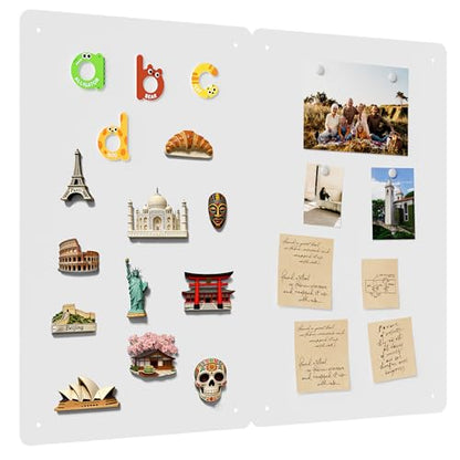 2 Pack Magnetic Board for Wall, 17.5" x 11.4" Magnet Bulletin Memo Board, Metal Sheets to Display Magnetic Letter Number Souvenir, Notes, Poetry, Photos, White - color: White