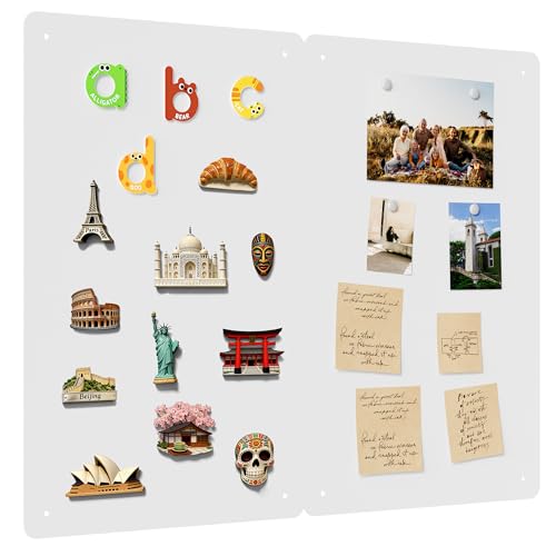 2 Pack Magnetic Board for Wall, 17.5" x 11.4" Magnet Bulletin Memo Board, Metal Sheets to Display Magnetic Letter Number Souvenir, Notes, Poetry, Photos, White - color: White