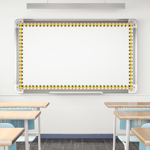 Whaline 65.6Ft Bee Bulletin Board Border Glitter Yellow Bee Die Cut Trim Border Roll for Summer Birthday Baby Shower Supplies - style: Cute Bee