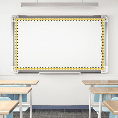 Whaline 65.6Ft Bee Bulletin Board Border Glitter Yellow Bee Die Cut Trim Border Roll for Summer Birthday Baby Shower Supplies - style: Cute Bee