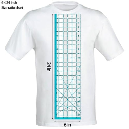 Acrylic Ruler 7 Piece Set, Non Slip Rings 50 Pieces, Quilting Rulers, Size (6"x24"), (2"x24"), (3"x18"), (3"x8"), (1.5"x12"), (1"x12"), (1"x6") (Blue-7 Piece Set) - color: Blue-7 piece set