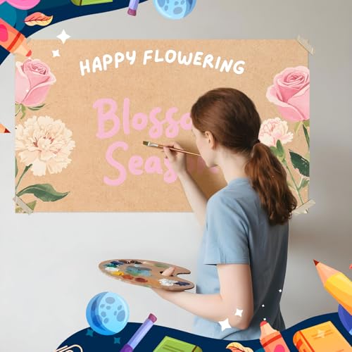 Tatuo 4 Pcs 30" x 48" Large Blank Brown Paper Banners for Teacher Appreciation Poster Crafts Decoration 120gsm Thick Kraft Paper Banner for Summer Camp Activities Wedding Baby Shower Party Decor - size: 30" X 48"