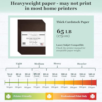 Cardstock Warehouse Pop-Tone Hot Fudge Brown Cardstock Paper – 50 Sheets, 8.5 x 11" - 65 lb / 175 GSM Premium Brown Card Stock for Die-cutting, Crafts, Printing, Card Making and DIY Projects - color: Hot Fudge Brown