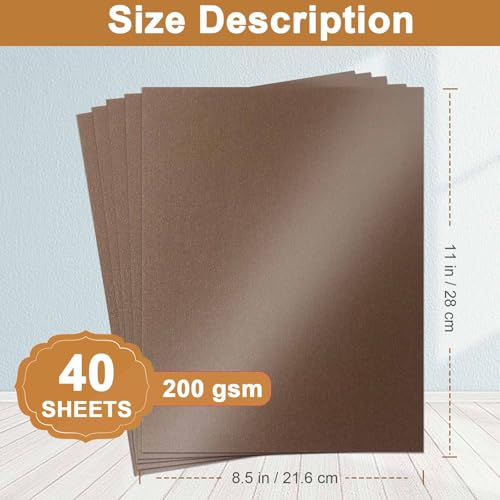 Silunkia 40 Sheets Coffee Shimmer Cardstock 8.5 x 11 Crafts Paper, 75lb Thick Dark Brown Card Stock for DIY Cards, Greeting Cards,Wedding Invitations, Birthday - color: Coffee, size: 40 Sheets