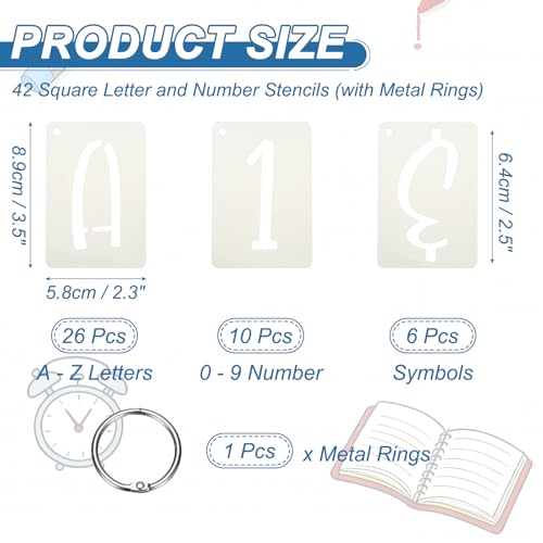 PATIKIL 2.5" Letter Number Stencils, 42Pcs Rectangle Reusable Letter and Number Stencil Templates for Painting on Wall Wood Fabric Signage, Uppercase Letter Style - size: 2.5 Inch