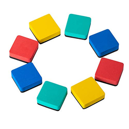 Favourde 48 Pack Magnetic Whiteboard Dry Erase Erasers Chalkboard Cleansers for Classroom, Home and Office (4-Color, 1.97 x 1.97 Inch) - color: 4-color
