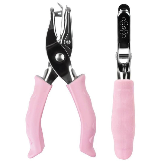 6mm Round, Macaron Colors, Metal, Grip Handle, Single Hole Punch,Single Hole Paper Punchers for DIY Tags Ticket Scrapbook (Pink) - color: Pink