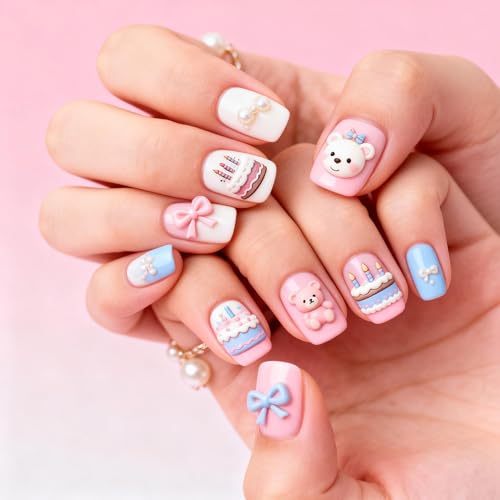 PH PandaHall 3pcs Happy Birthday Nail Stamping Plates Cake Candles Nails Art Templates Balloon Gifts Nails Design Stamp Letters Numbers Nail Image Plates for Women DIY Manicures Salon Supplies - style: Happy Birthday