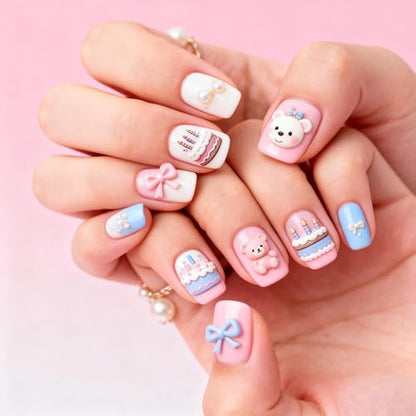PH PandaHall 3pcs Happy Birthday Nail Stamping Plates Cake Candles Nails Art Templates Balloon Gifts Nails Design Stamp Letters Numbers Nail Image Plates for Women DIY Manicures Salon Supplies - style: Happy Birthday