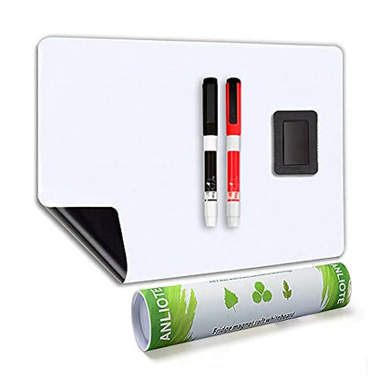 Magnetic Dry Erase Board Fridge White Board Sheet 20x13 inch, Flexible Large Refrigerator Magnets Whiteboard Planner for Home Kitchen, 2 Markers and Eraser - style: White 20"X13"