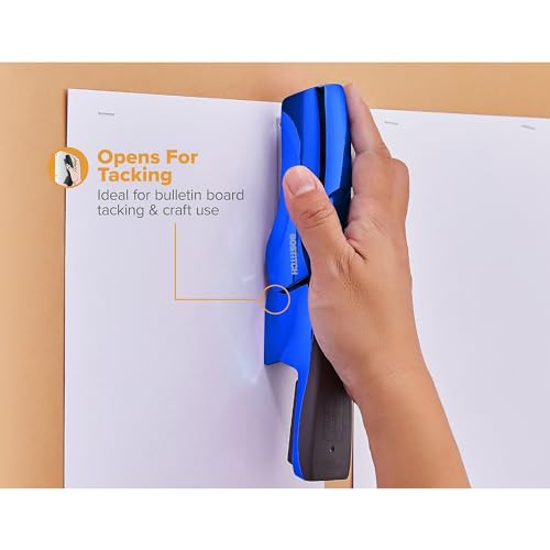 Bostitch Office Heavy Duty Stapler, 40 Sheet Capacity, No Jam, Half Strip, Fits into the Palm of Your Hand, For Classroom, Office or Desk, Metallic Blue - color: Metallic Blue, style: Compact