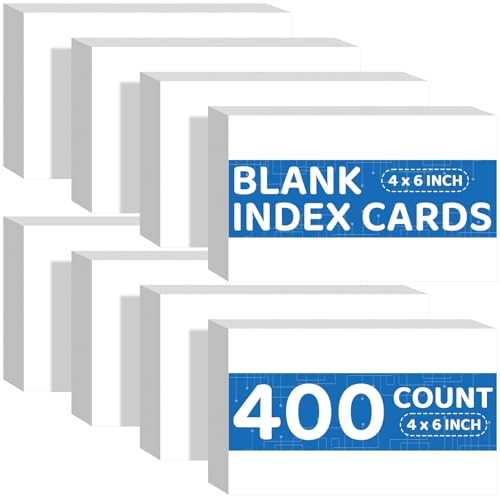 Index Cards 4x6 Blank, 400 PCS Note Cards 4x6 Bulk, Heavy Flashcards Blank Index Cards White, 4 x 6 Note Cards Unlined for Studying/Notes Taking, Blank Flash Cards, 8 Pack of 50 Sheets - color: White, size: 4x6 INCH - 400 Count